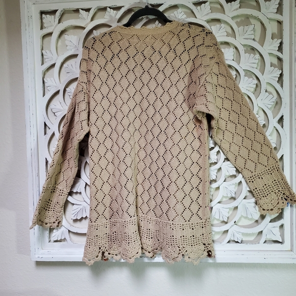 Women's Beige Crochet Sweater - Picture 6 of 6
